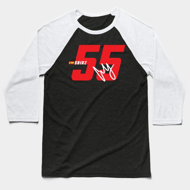 Carlos Sainz 55 Signature Number Baseball T-Shirt by petrolhead